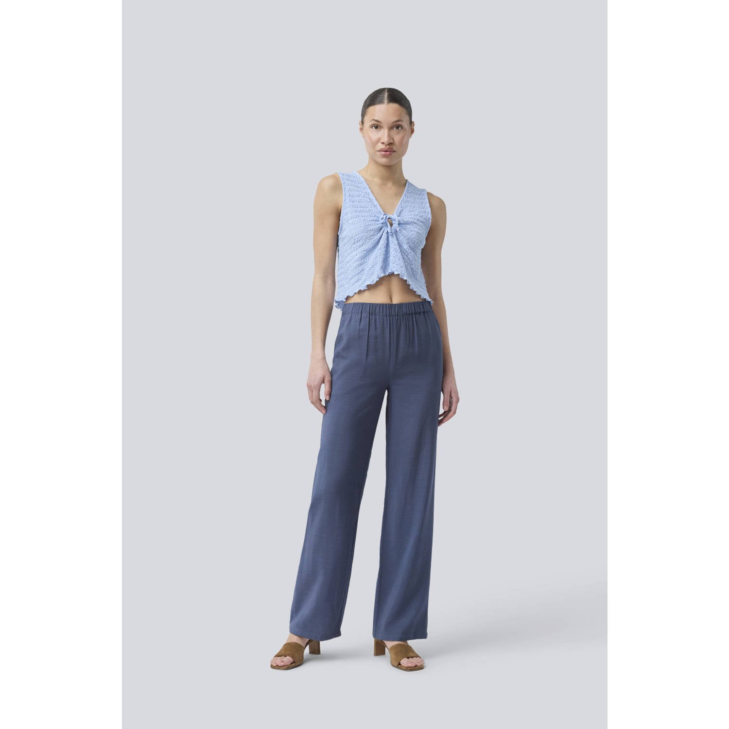 Modström straight high waist broek blauw