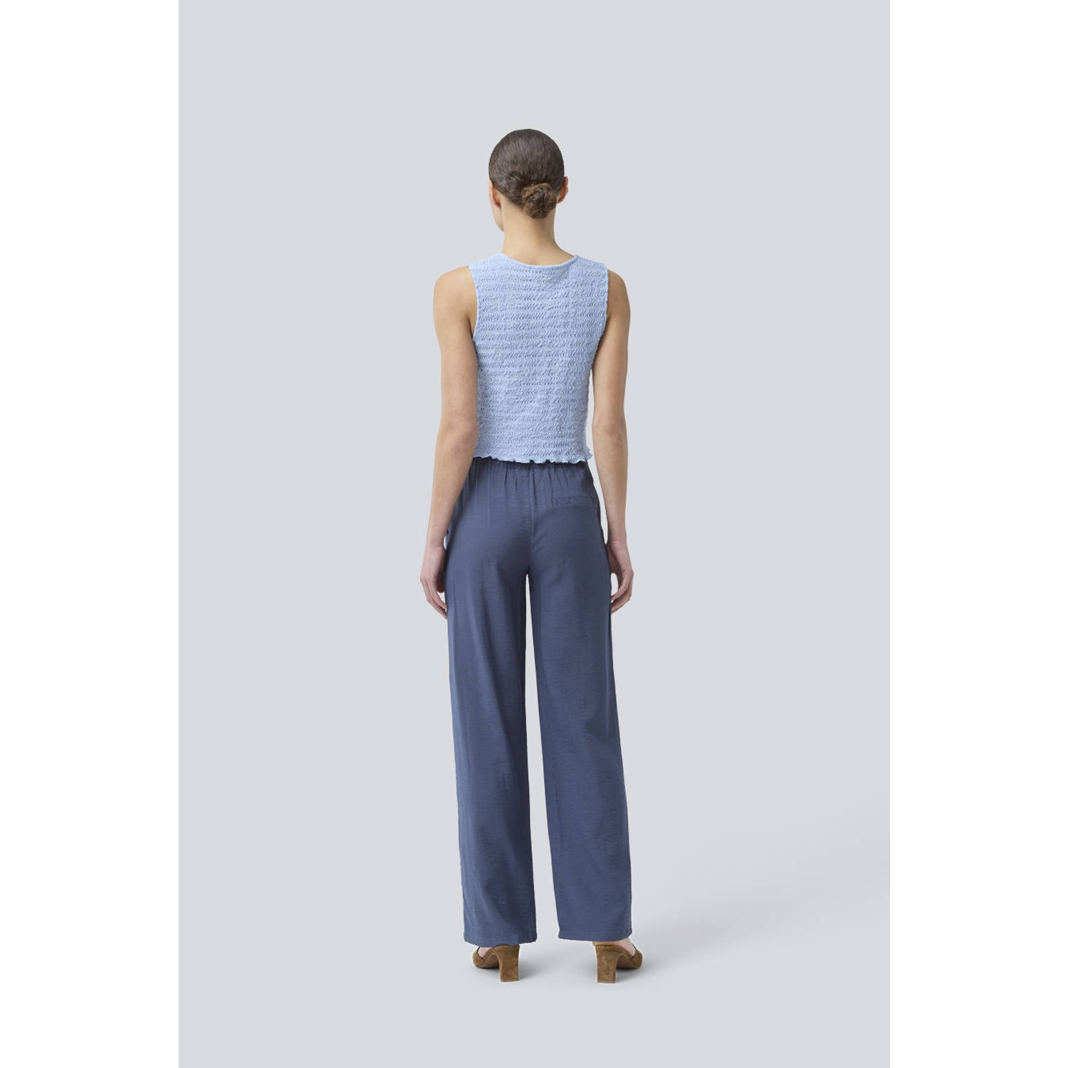 Modström straight high waist broek blauw