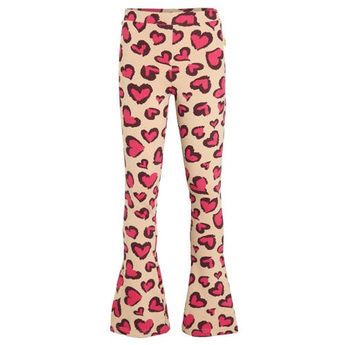 Orange Stars flared broek met hartjesprint Elise Beige afbeelding