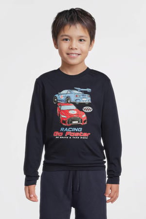 longsleeve met raceauto opdruk Joshua donkerblauw