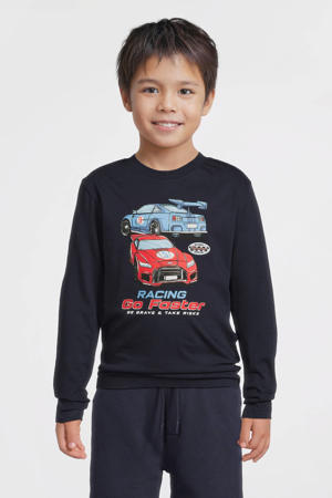 longsleeve met raceauto opdruk Joshua donkerblauw