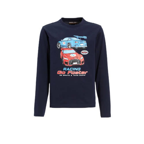 Orange Stars longsleeve met raceauto opdruk Joshua donkerblauw afbeelding