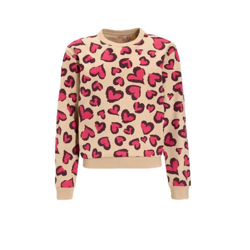 Orange Stars sweater met hartjes print Mathilde beige afbeelding