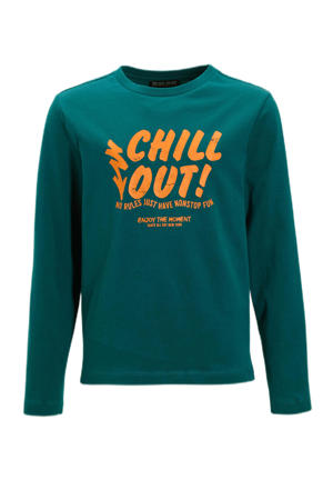 longsleeve met printopdruk petrol