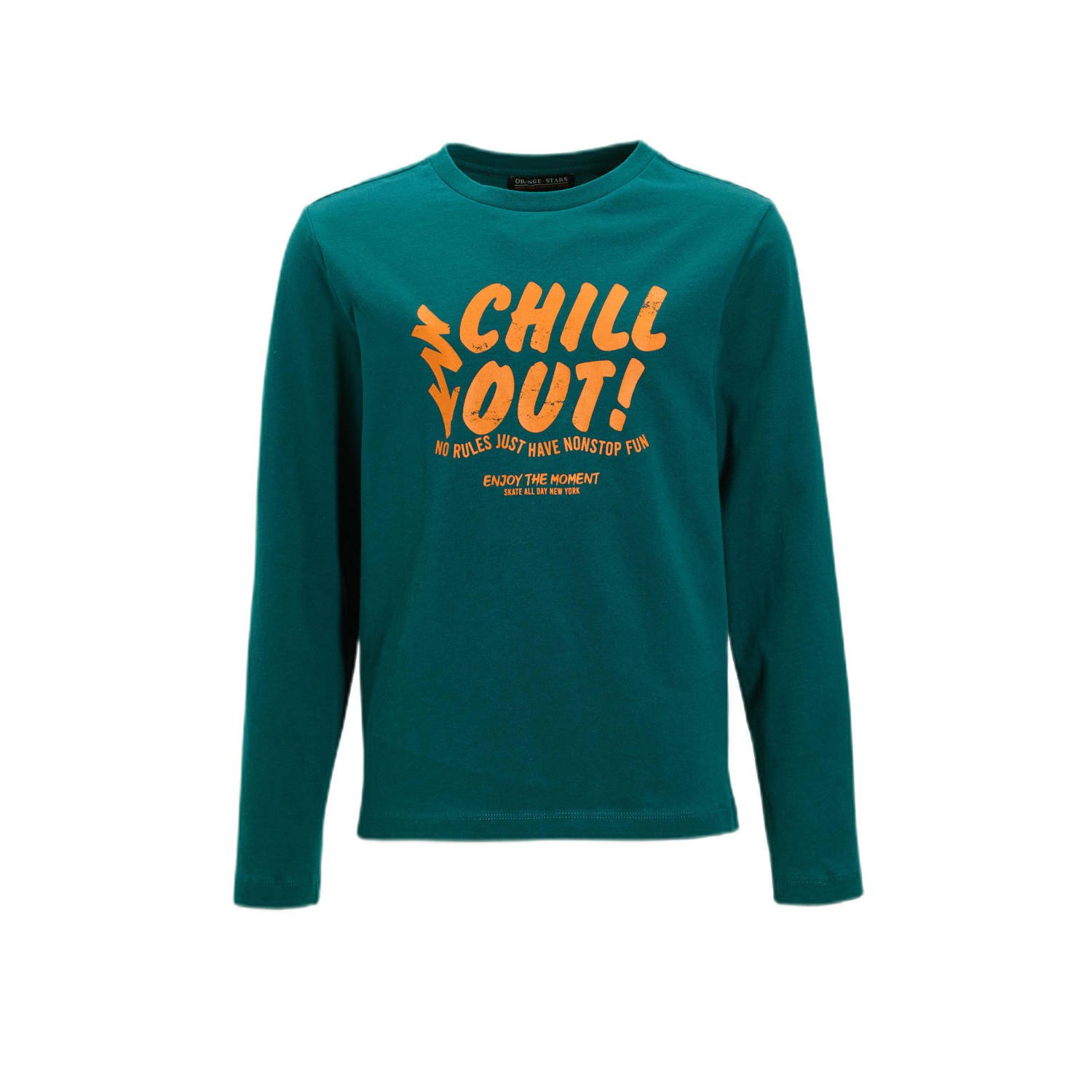 Orange Stars longsleeve met printopdruk petrol