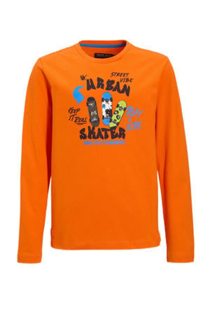 Longsleeve met printopdruk oranje