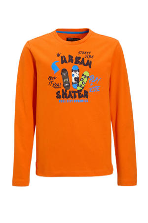 Longsleeve met printopdruk oranje