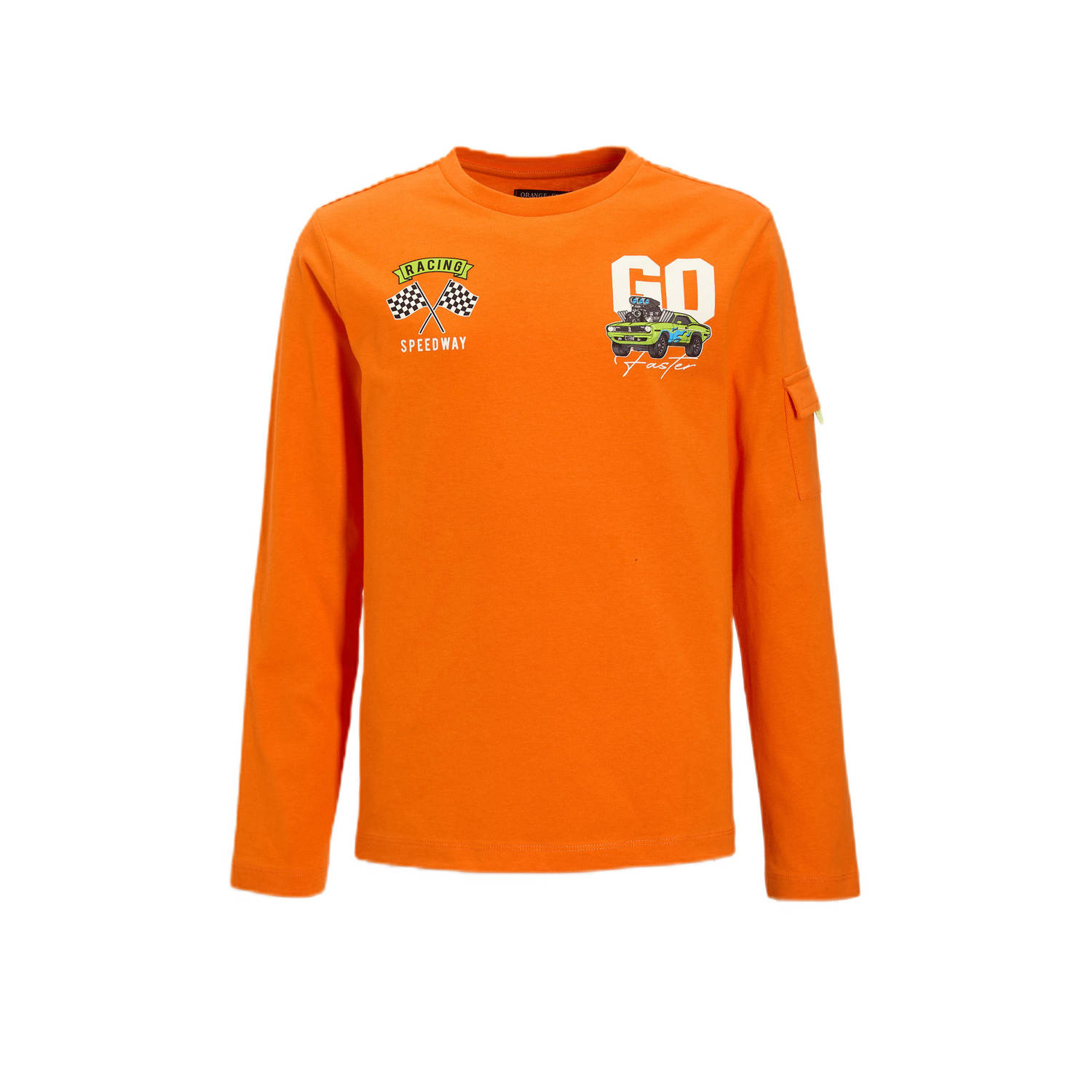 Orange Stars Longsleeve met borstzakje en printopdruk oranje