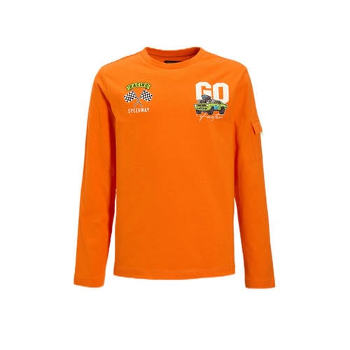 Orange Stars Longsleeve met borstzakje en printopdruk oranje afbeelding