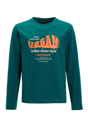 longsleeve met printopdruk Alwin petrol