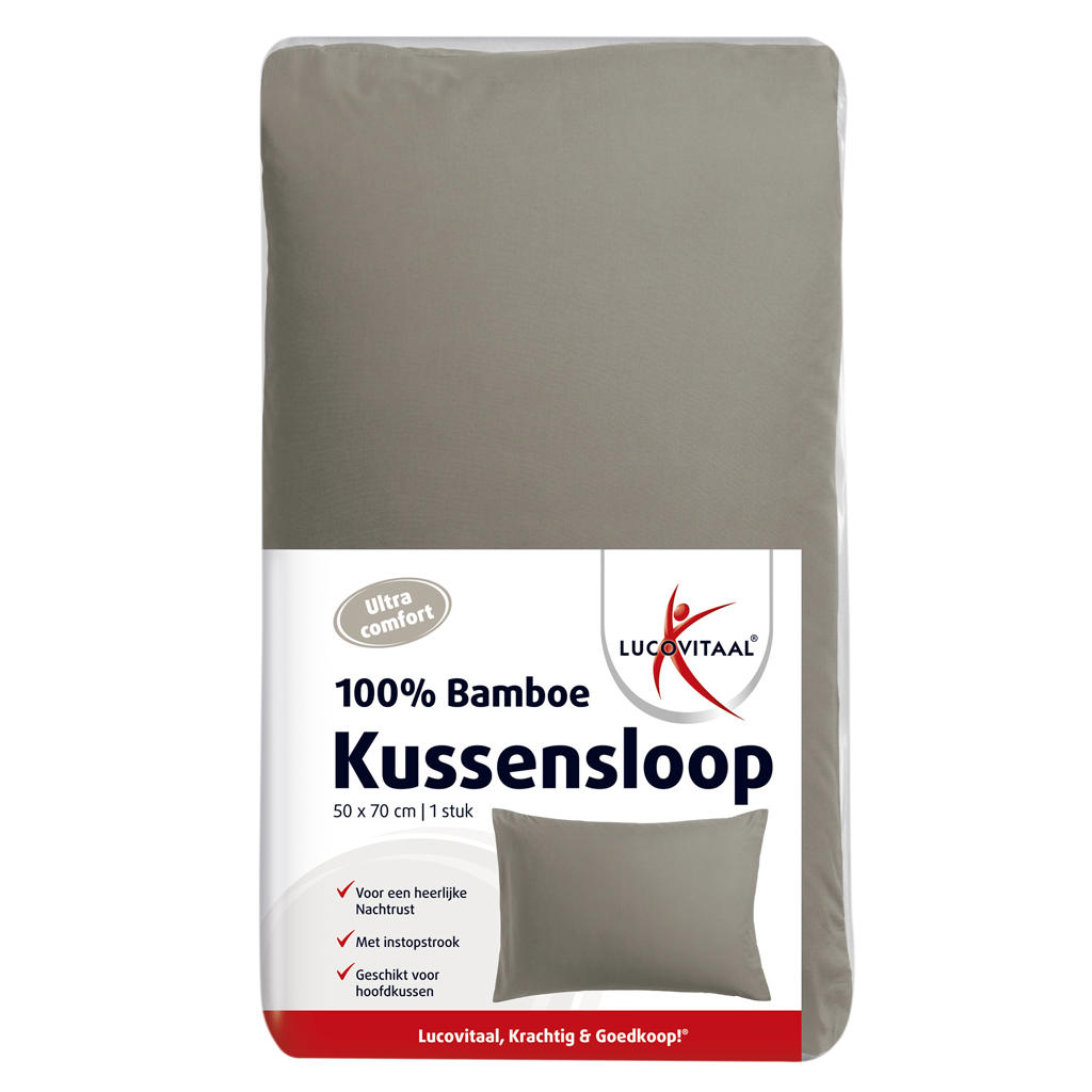 Lucovitaal Kussensloop Bamboe Taupe 50x70cm