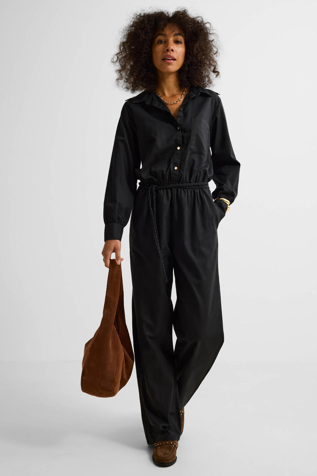 Koucla Jumpsuit voor dames, playsuit met gesp, zwart-zilver (glitter), S