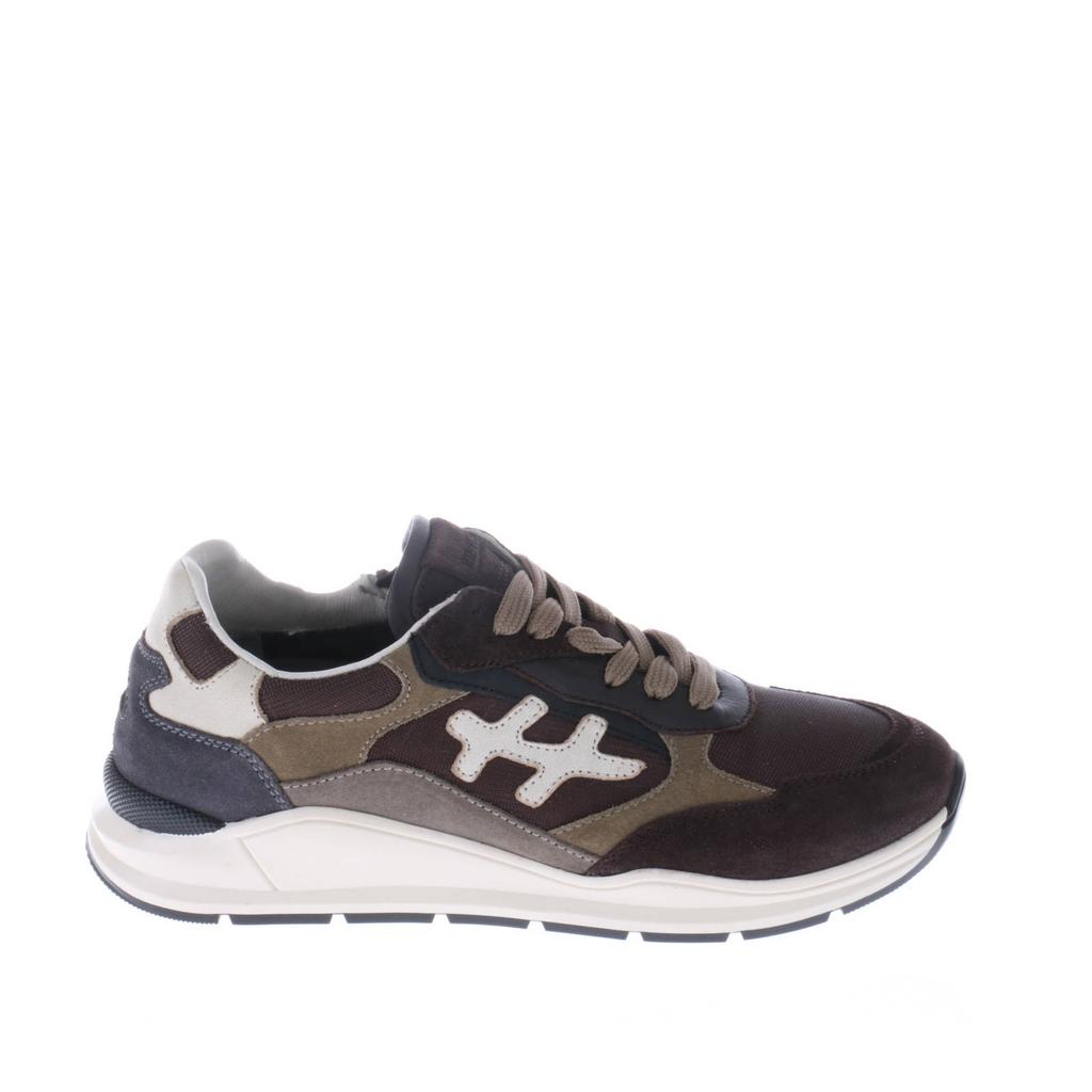 Donkerblauwe jongens Hip suède sneakers met rits- en vetersluiting