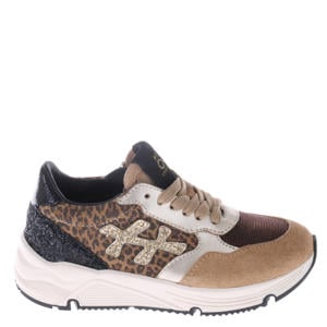 suède sneakers camel/panter/zwart