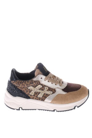 suède sneakers camel/panter/zwart