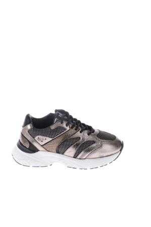 leren sneakers zwart/champagne