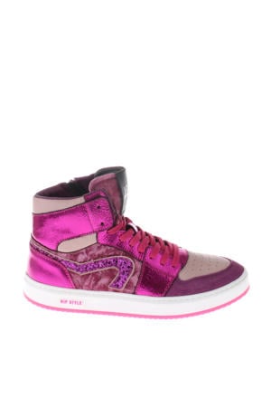 leren sneakers roze/paars