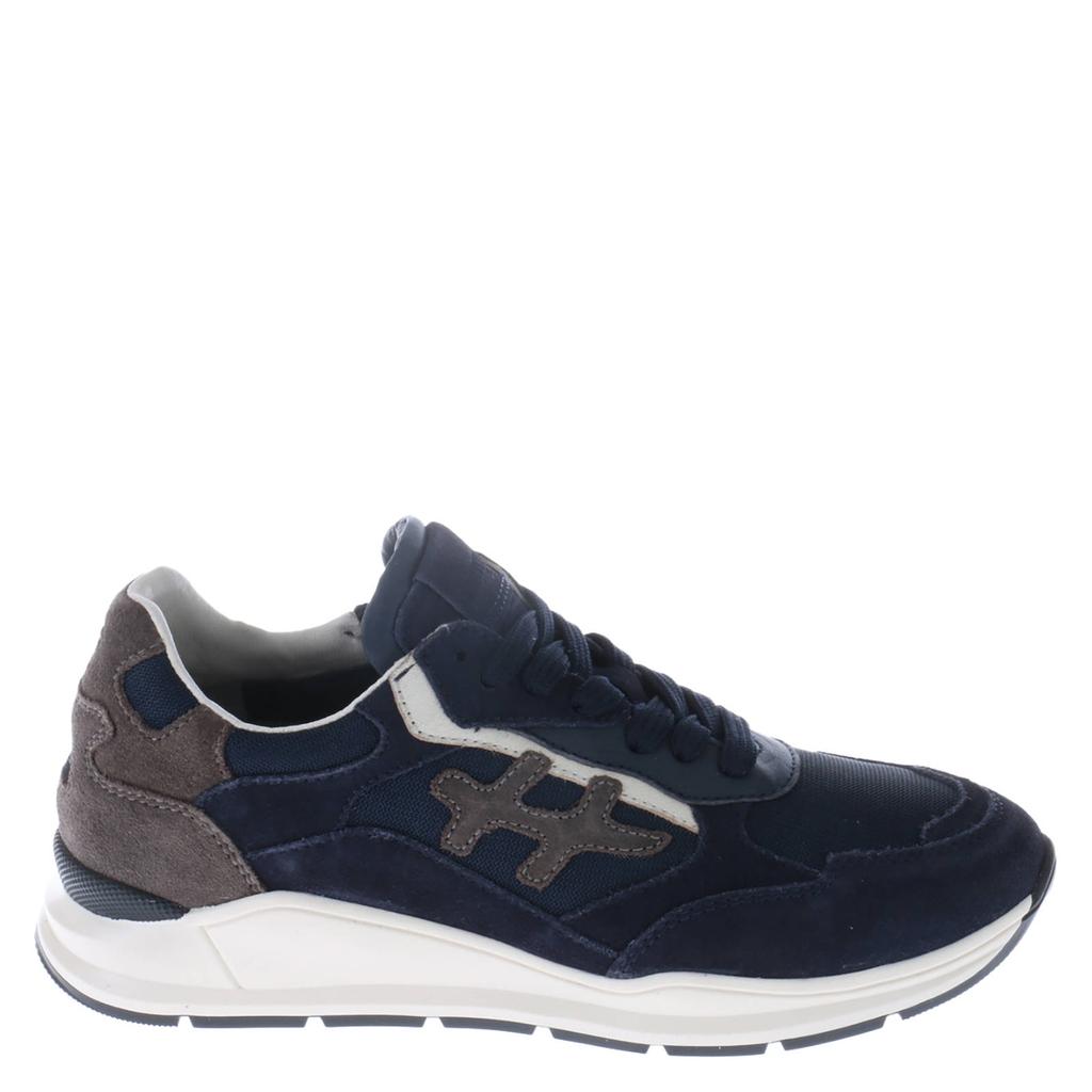 Donkerblauw en multikleurige jongens Hip suède sneakers met rits- en vetersluiting