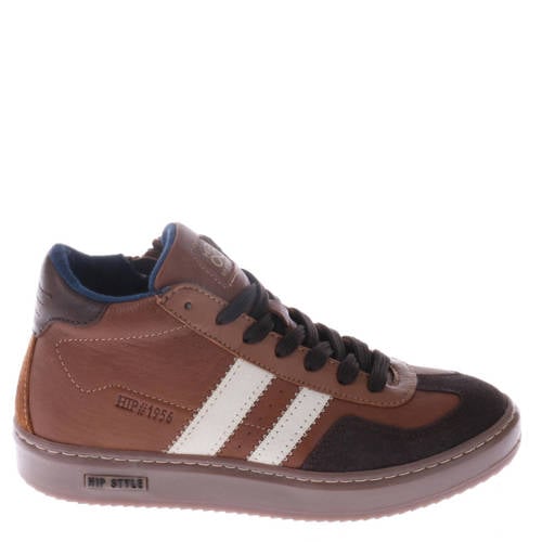 Hip leren sneakers cognac afbeelding