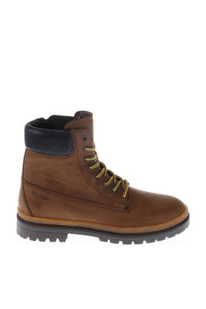 leren veterboots cognac