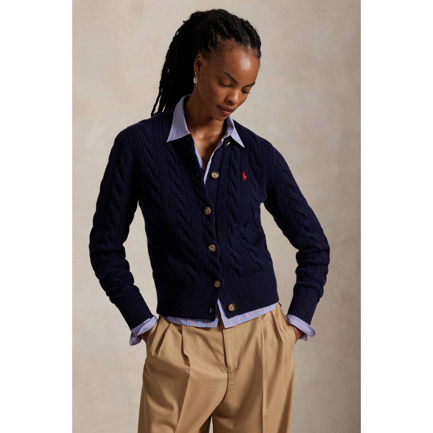 POLO Ralph Lauren wollen gebreid vest donkerblauw