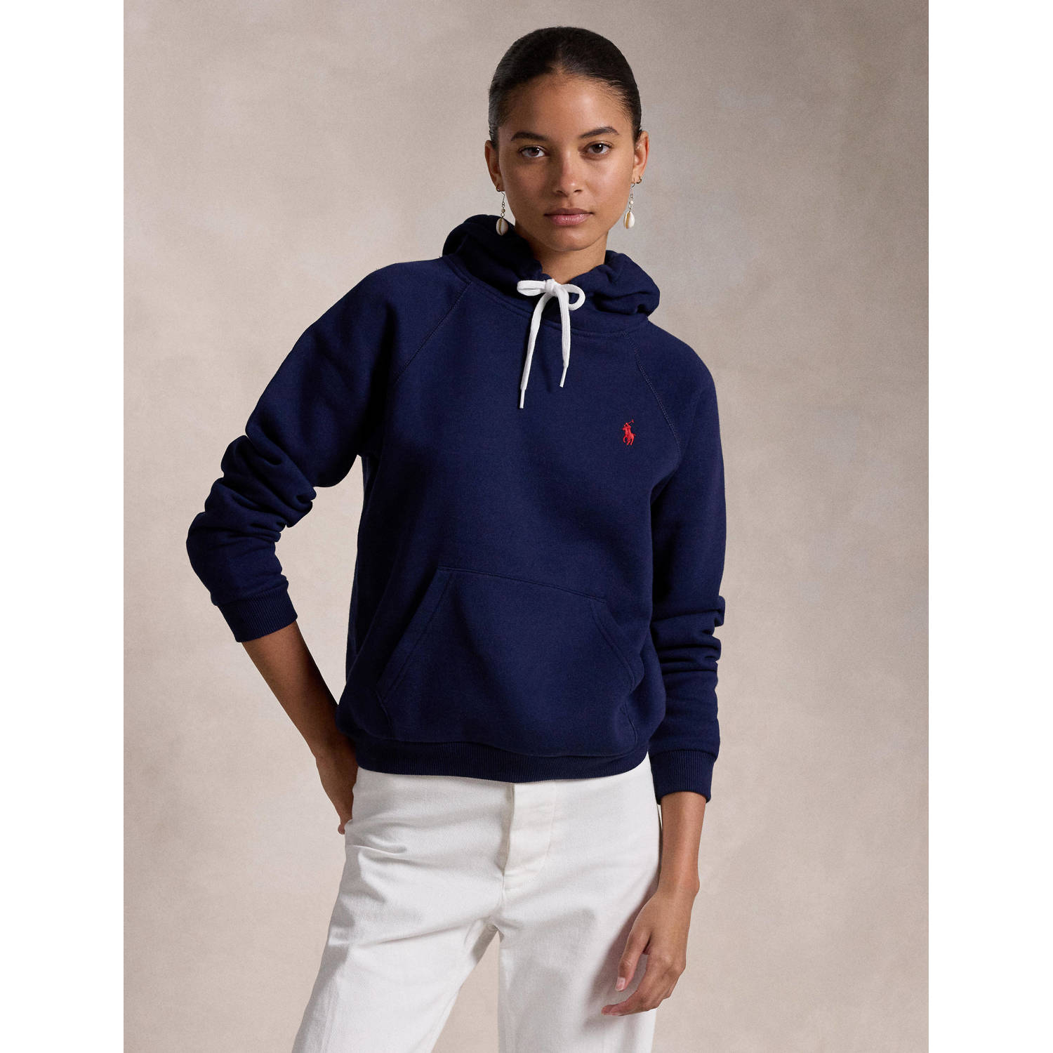 Ralph Lauren Blauwe Katoenen Hoodie Koord Raglan Mouwen Blue Dames