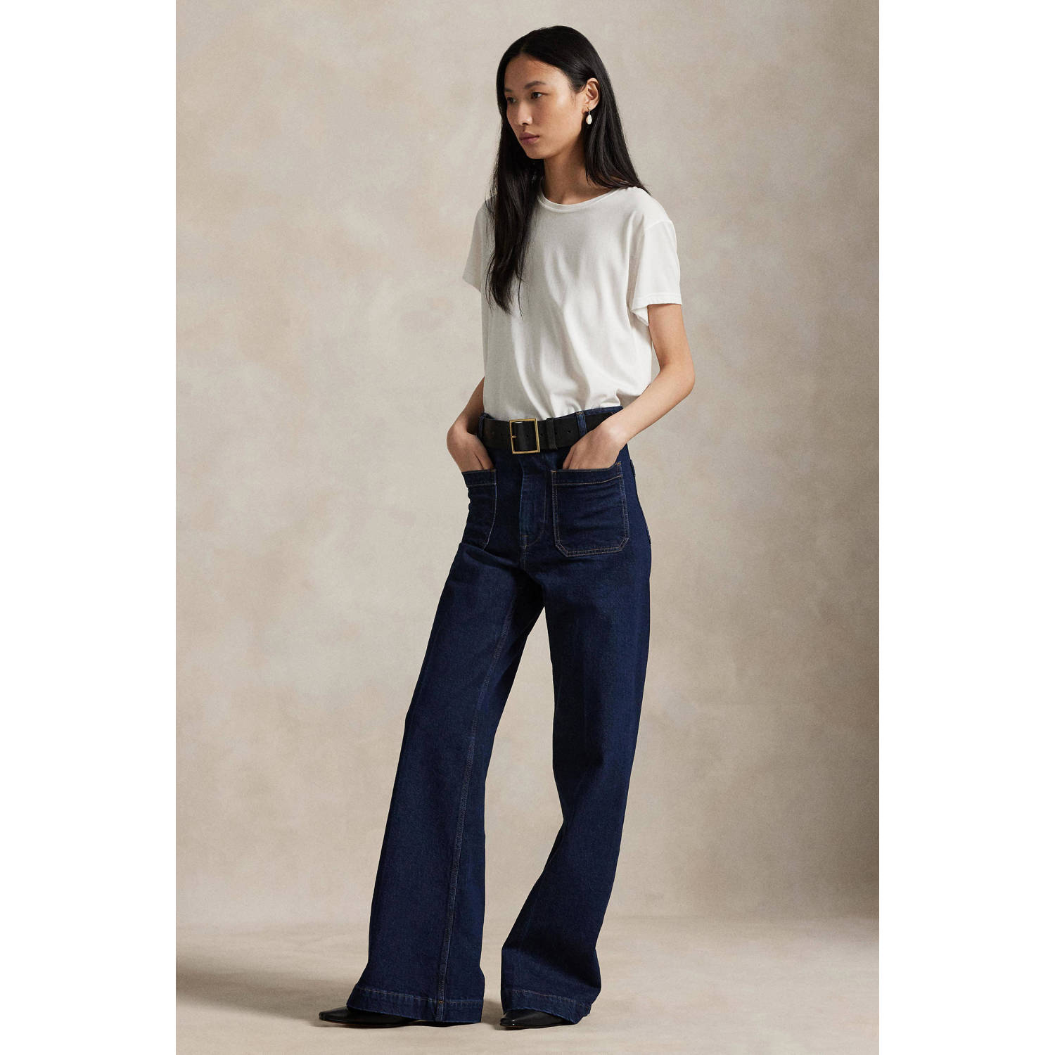 POLO Ralph Lauren high waist wide leg jeans dark blue denim