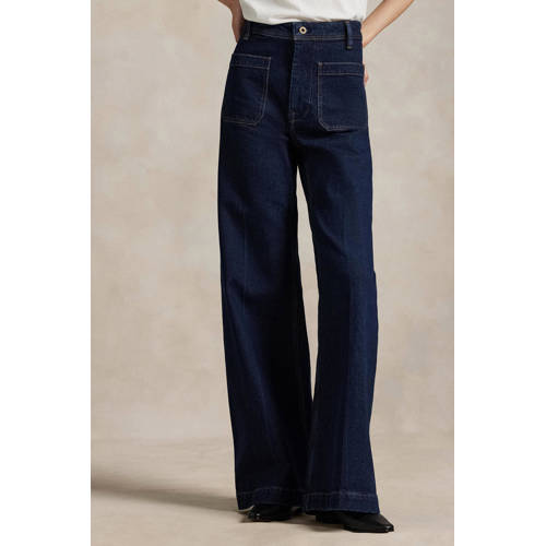 Polo Ralph Lauren high waist wide leg jeans dark blue denim afbeelding