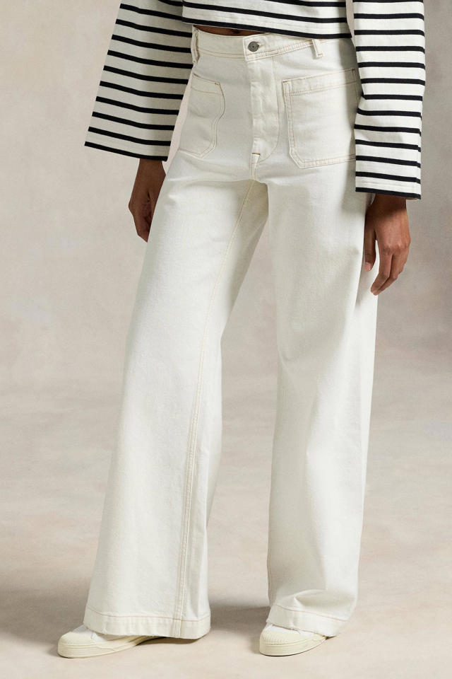 POLO Ralph Lauren denim wide leg high waist broek wit wehkamp