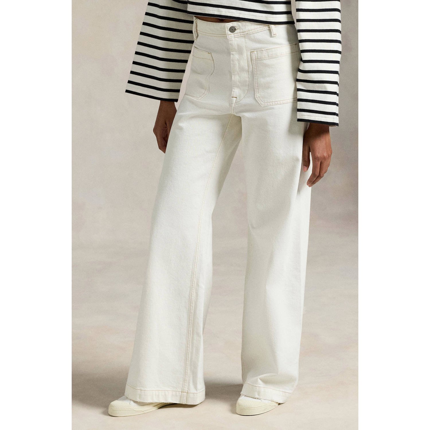 POLO Ralph Lauren denim wide leg high waist broek wit