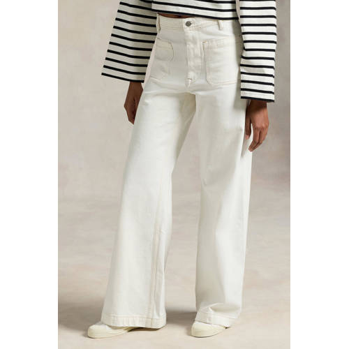 Polo Ralph Lauren denim wide leg high waist broek wit afbeelding