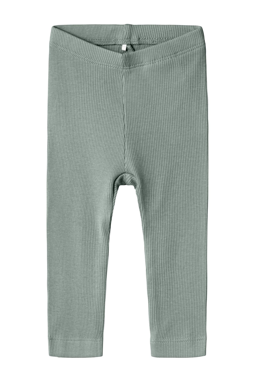 Grijze NAME IT BABY skinny babybroek van stretchkatoen met regular waist, elastische inzet en effen