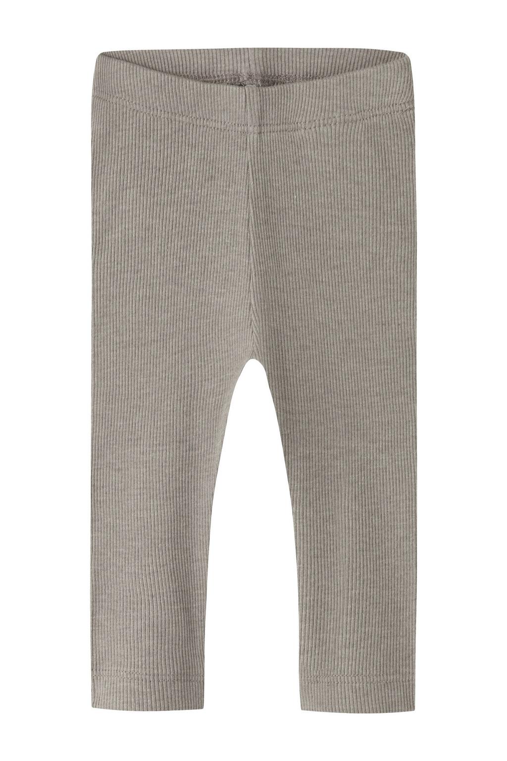 Grijze NAME IT BABY skinny babybroek van stretchkatoen met regular waist, elastische inzet en effen
