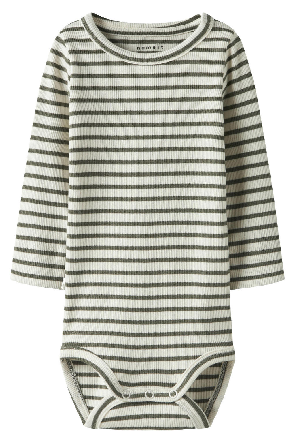 NAME IT BABY romper olijfgroen/ecru