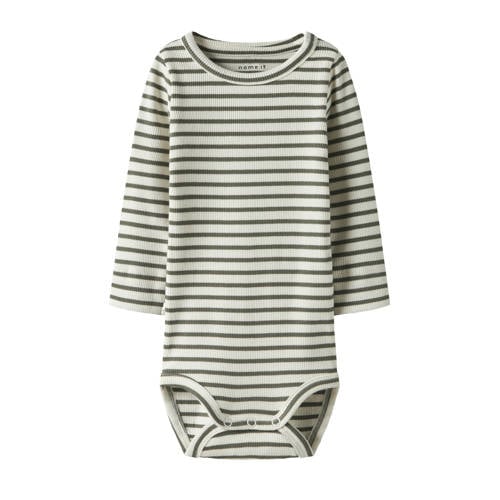 NAME IT BABY romper olijfgroen/ecru afbeelding