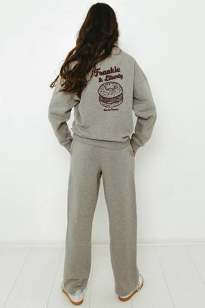 sweater met backprint grijs melange
