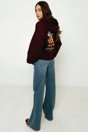 hoodie met backprint donkerrood