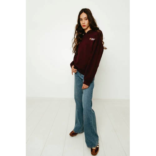 Frankie&Liberty hoodie met backprint donkerrood afbeelding