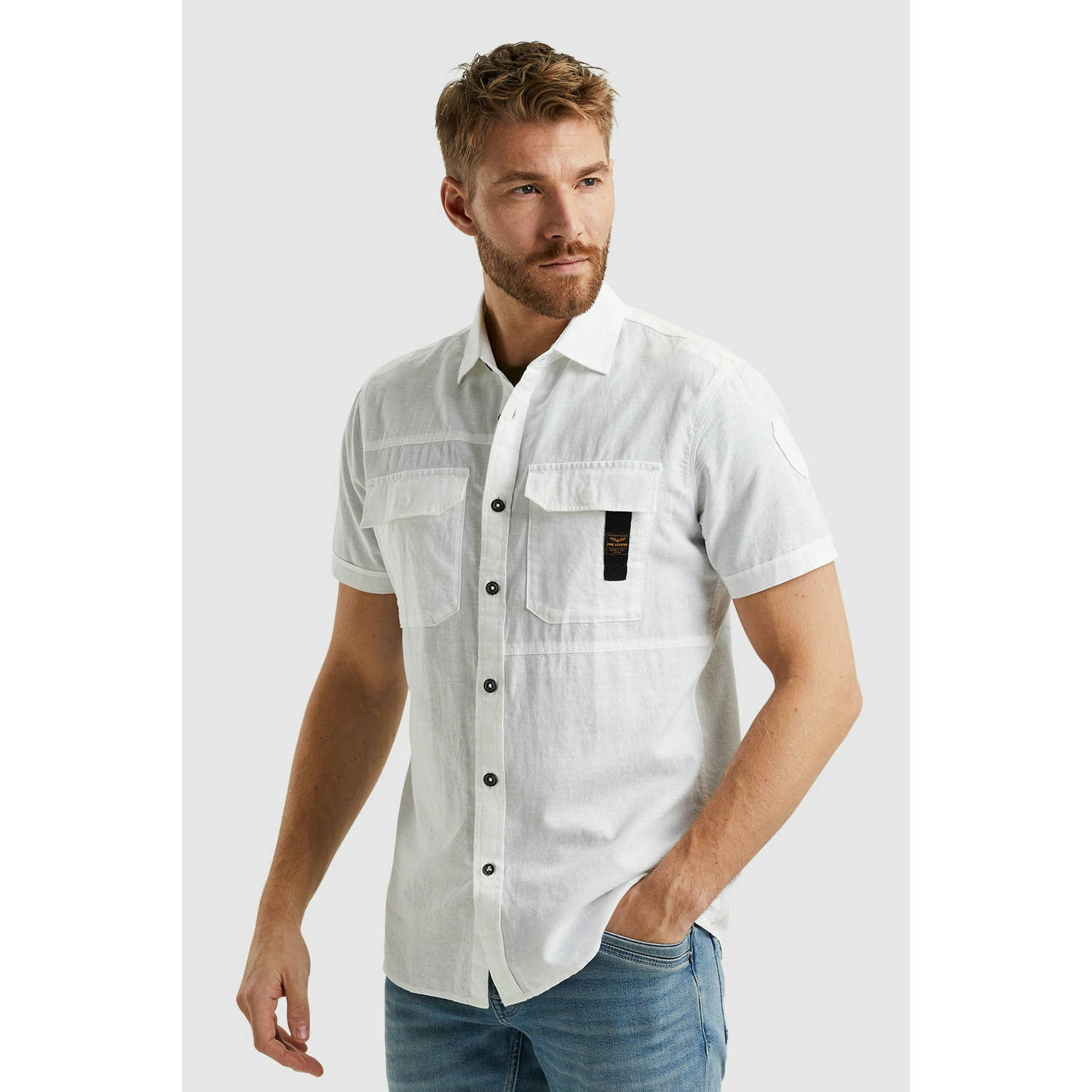 PME Legend linnen casual overhemd wit