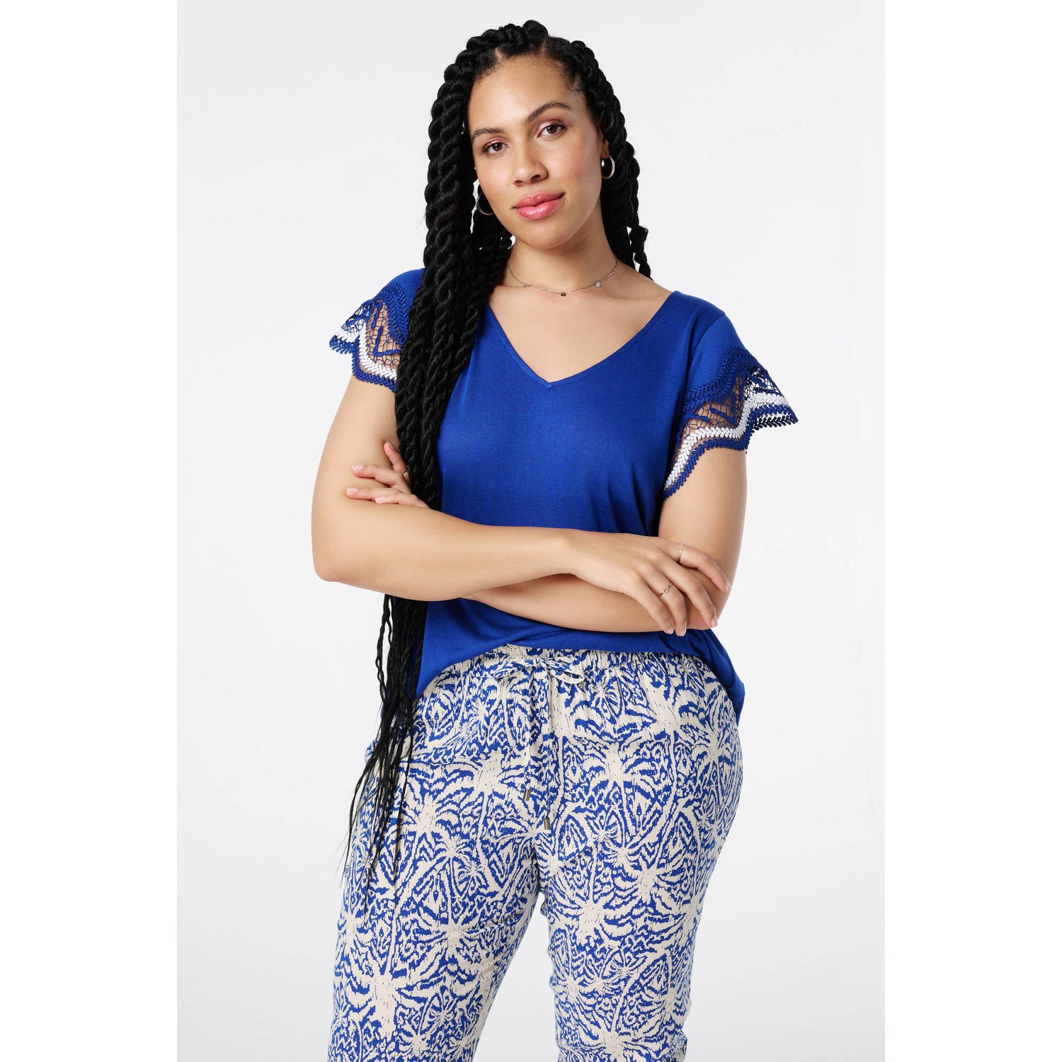 MS Mode top blauw gehaakt