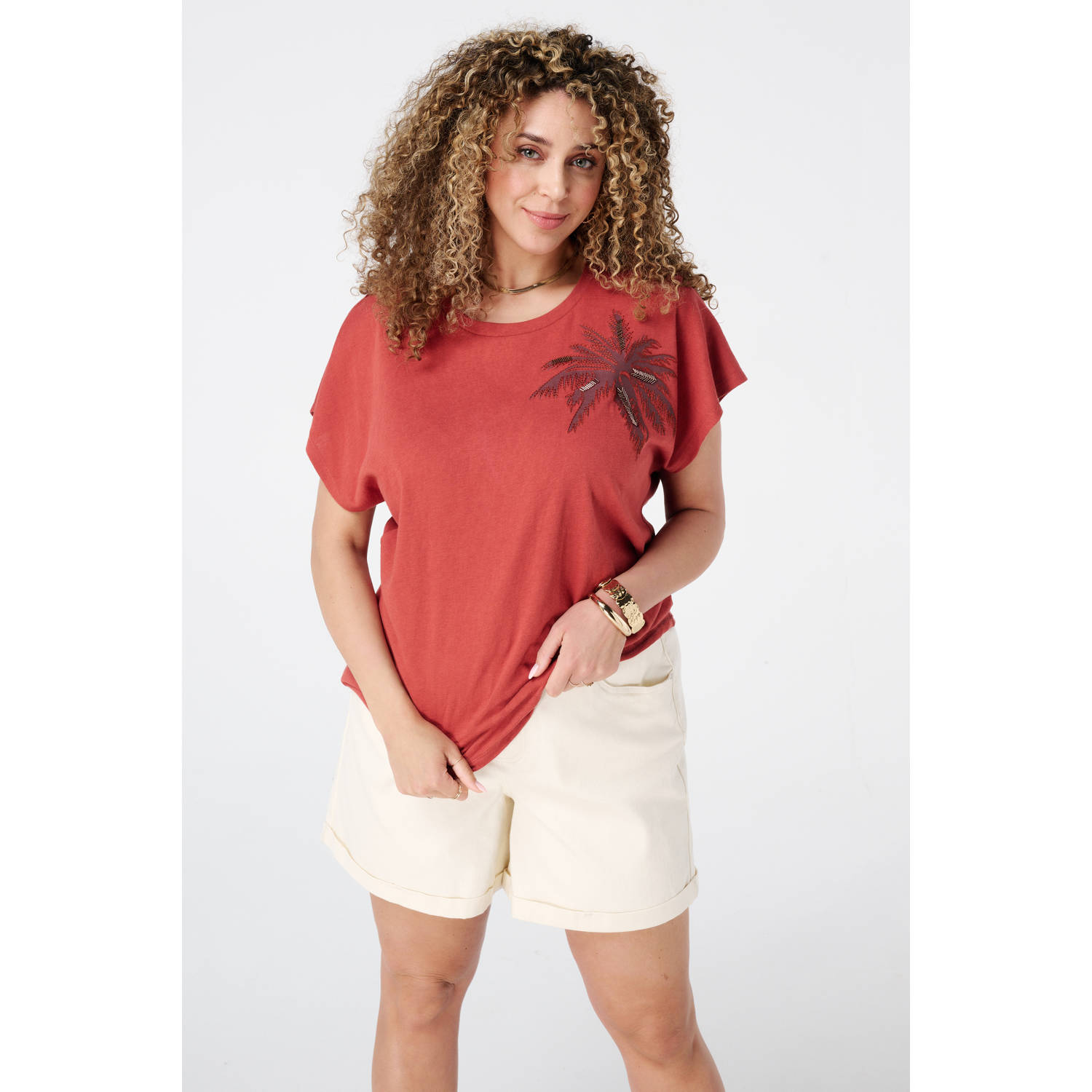 MS Mode T-shirt koraalrood