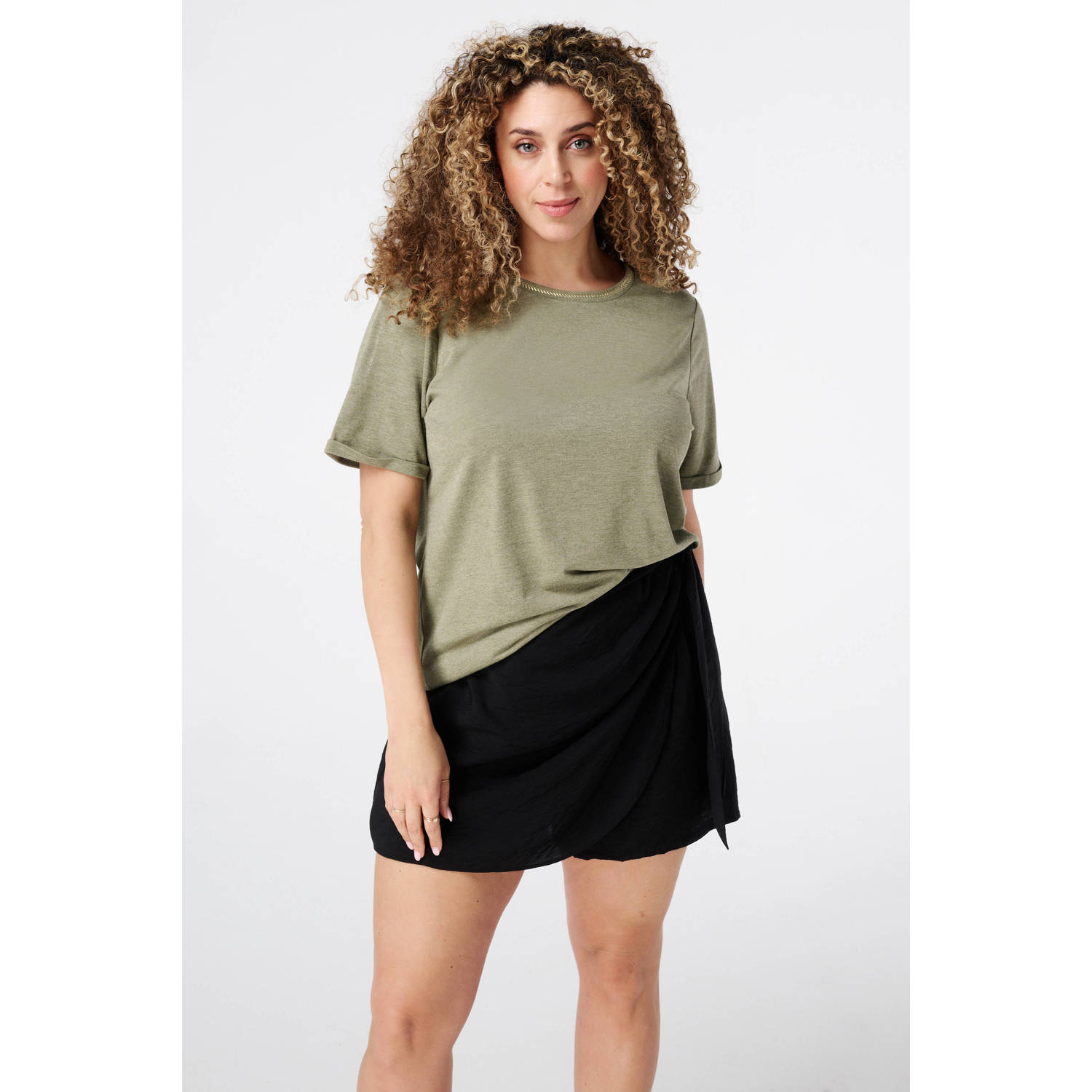 MS Mode top kaki met lurex