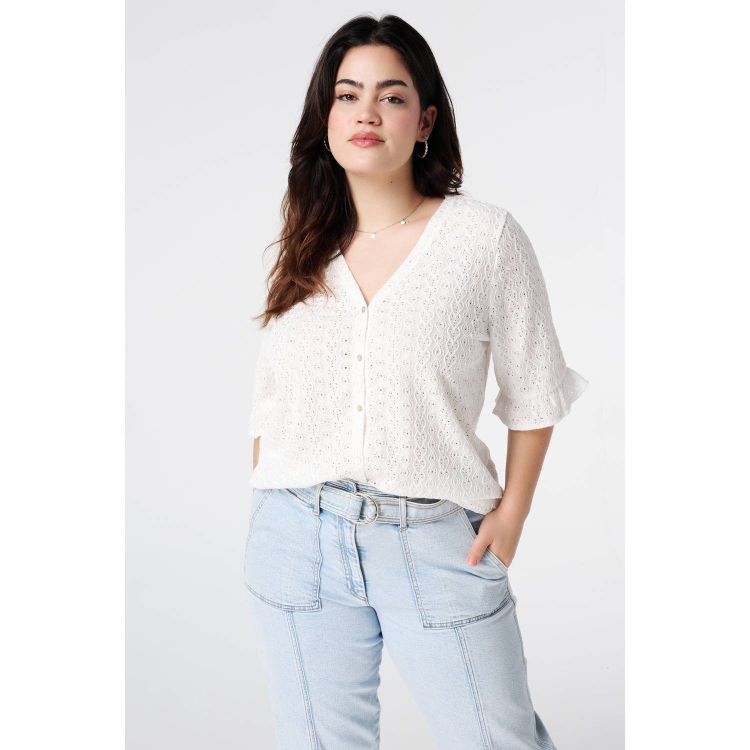 MS Mode blouse wit broderie