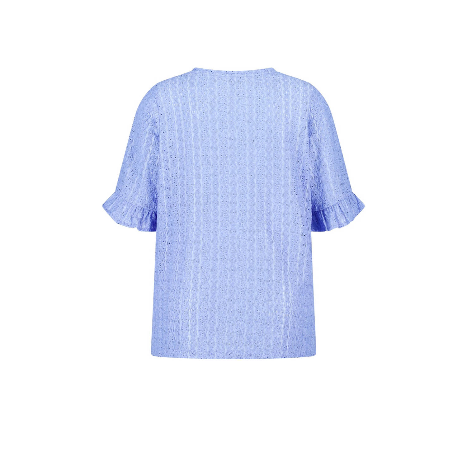 MS Mode blouse blauw broderie