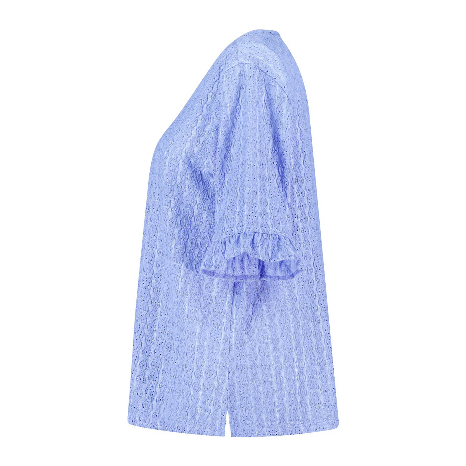 MS Mode blouse blauw broderie