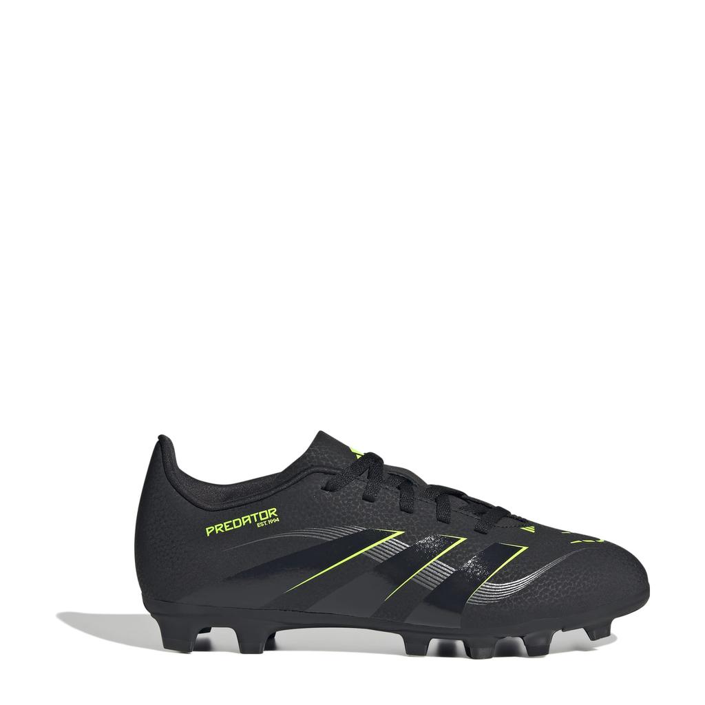 Zwart, antraciet en gele jongens en meisjes adidas Performance Predator ClubFG MG Sala junior voetbvalschoenen van imitatieleer/voering: mesh/voetbed: eva
