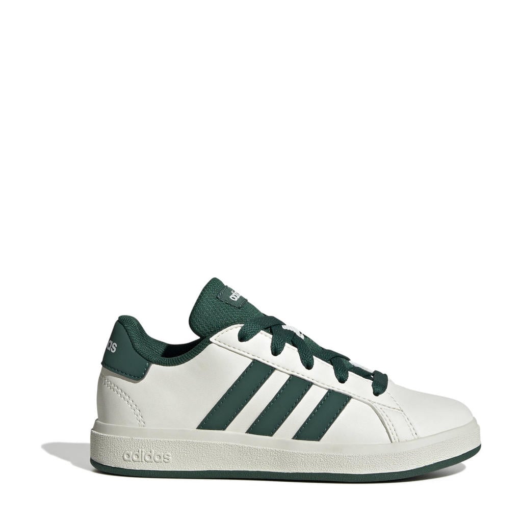 Wit en groene jongens en meisjes adidas Sportswear Grand Court sneakers van imitatieleer/textiel met veters