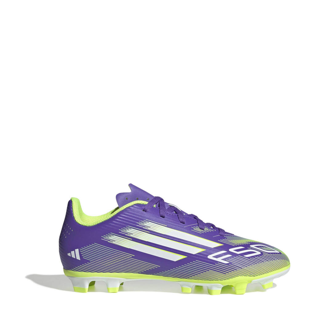 Paars en gele jongens en meisjes adidas Performance F50 Club FG MG junior voetbalschoenen van imitatieleer/voering: mesh/voetbed: eva