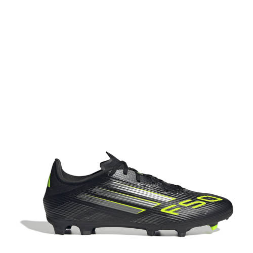 adidas Performance F50 League FG/MG senior voetbalschoenen zwart/zilvergrijs/geel afbeelding