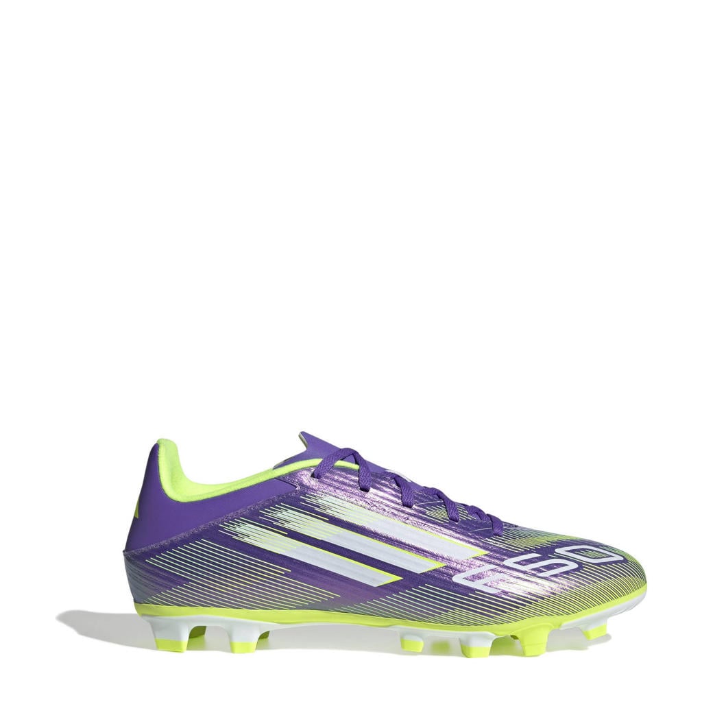 Paars, wit en grijze unisex adidas Performance F50 Club FM MG senior voetbalschoenen van imitatieleer/voering: mesh/voetbed: eva